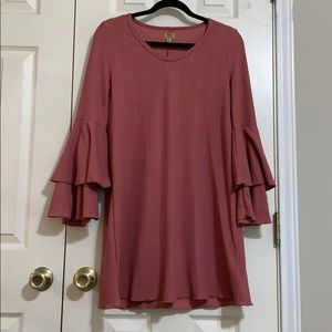 Pink bell sleeve dress